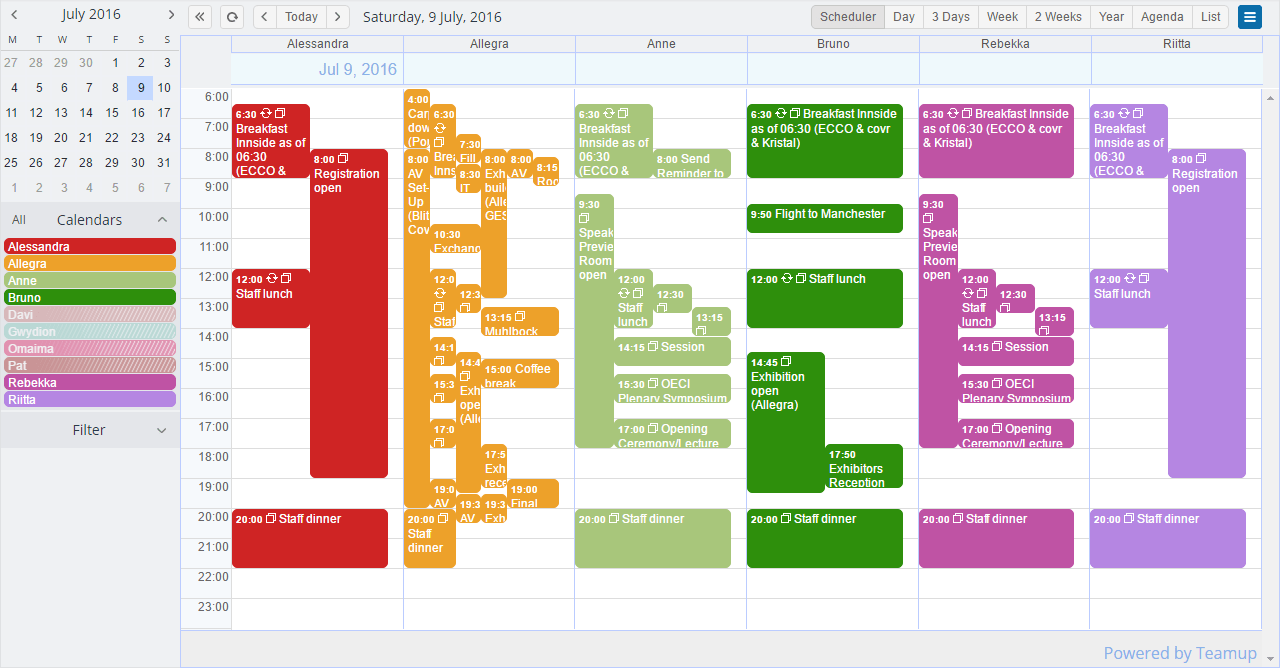 staff scheduling calendar