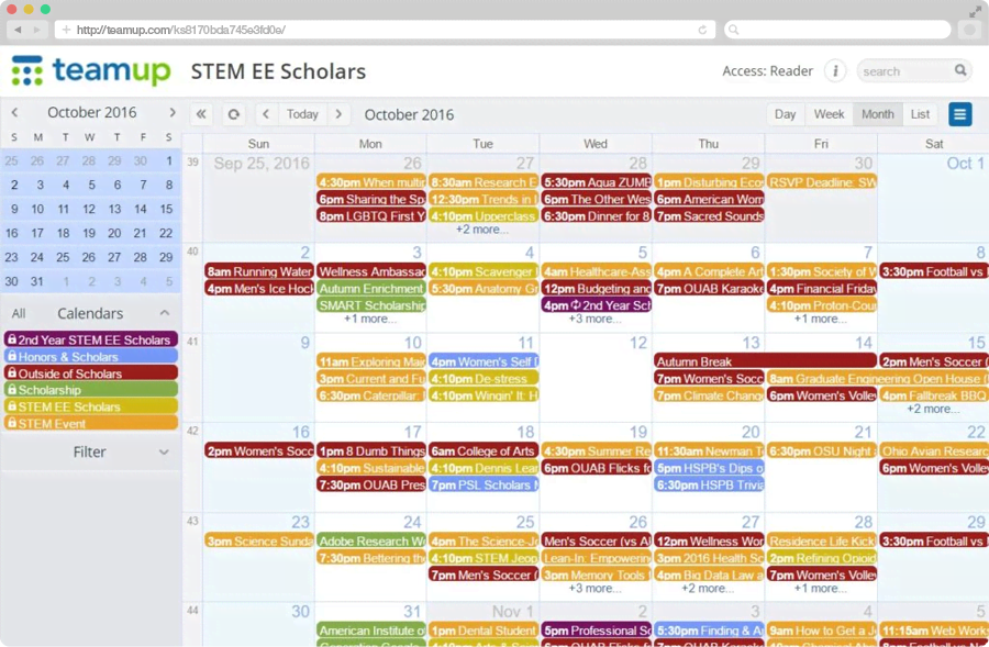 Case Study The Ohio State University STEM Teamup Calendar Shared