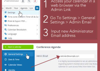 How to change the administrator email for a Teamup calendar