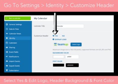 How to customize the calendar header, logo, color, branding