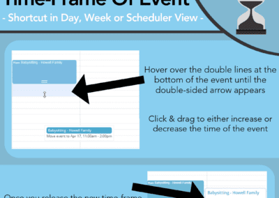 Drag the event to increase or decrease the time frame of the event