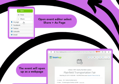 How to share an event as a web page with Teamup calendar