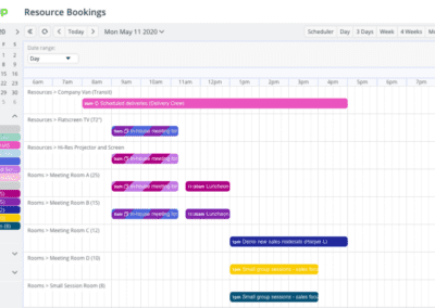 The Timeline view is good for resource and space bookings