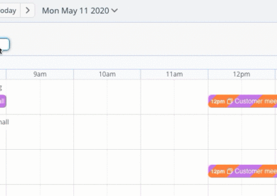 In the Timeline calendar view, adjust the date range from single day to multiple weeks.