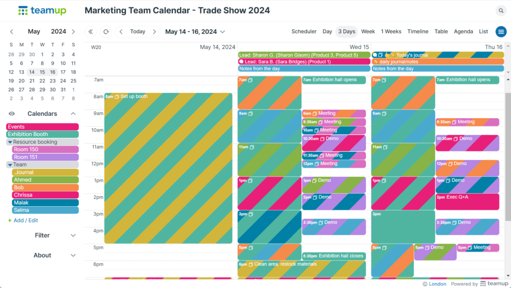 team calendar tradeshow