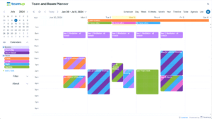 Template for team and room planner in week view