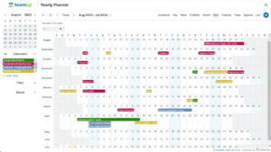 yearly planner or event tracker for a whole year at a grance