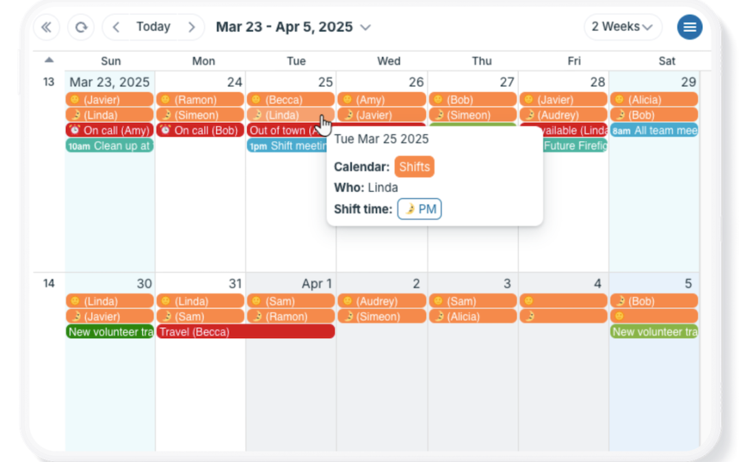 Free Calendar to Schedule Volunteer Community Services