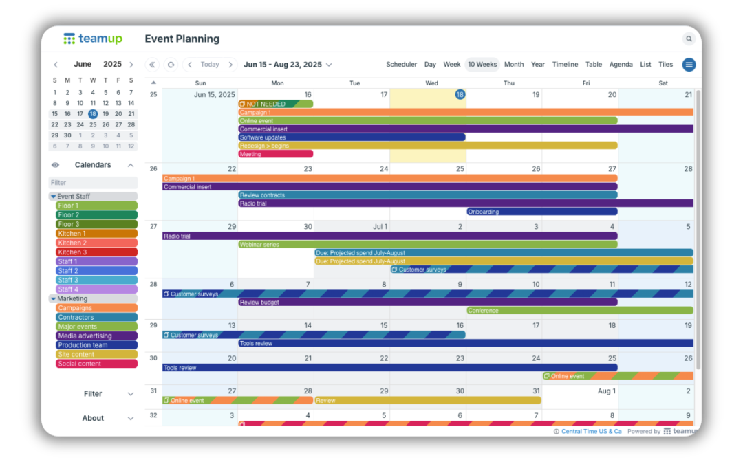 Weekly View Group The calendar view that works for you - Teamup.com