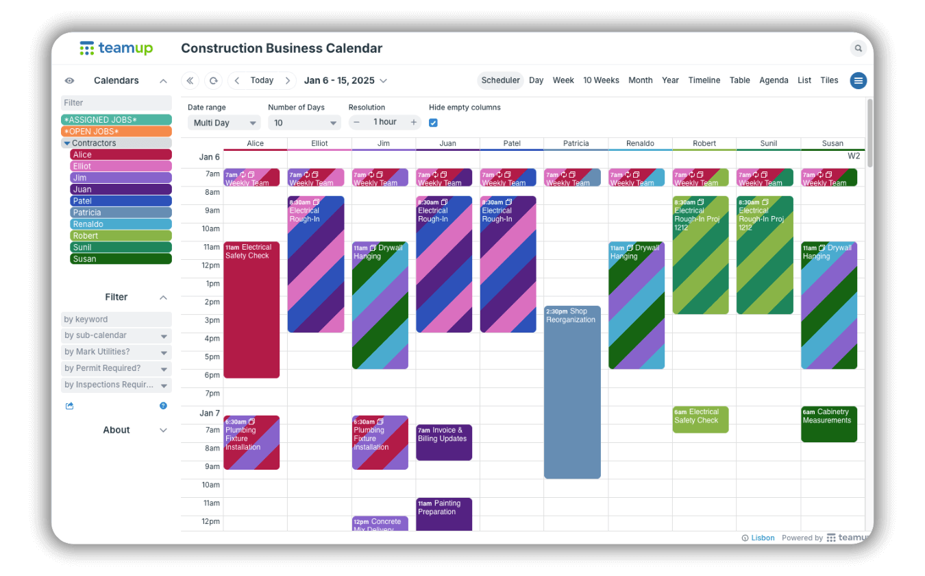 See calendar events side-by-side