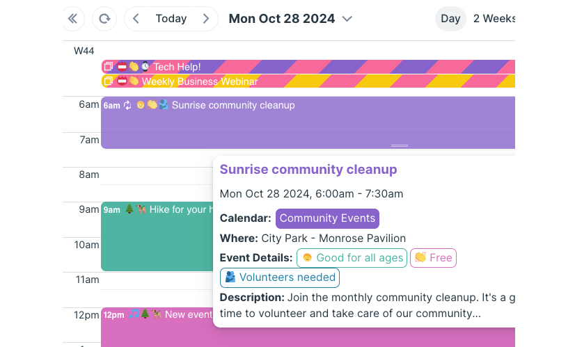Event type emojis in calendar event titles