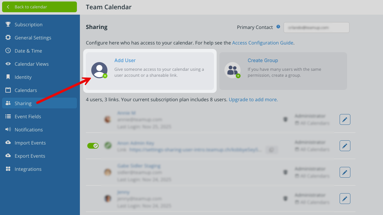 How to use Sharing in your Teamup calendar 