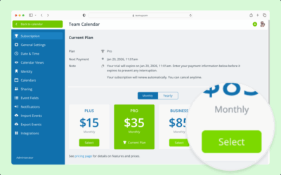 Upgrade a Calendar’s Subscription Plan