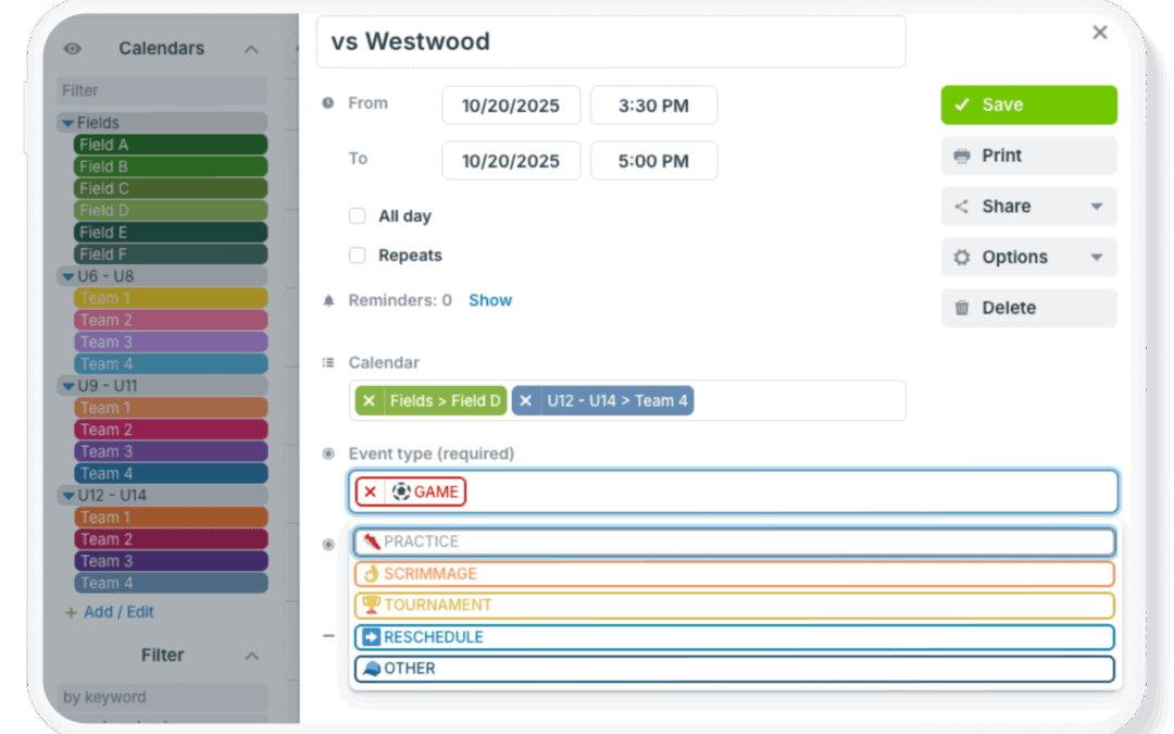 Manage Complex Scheduling with Sub-Calendars and Choice Fields