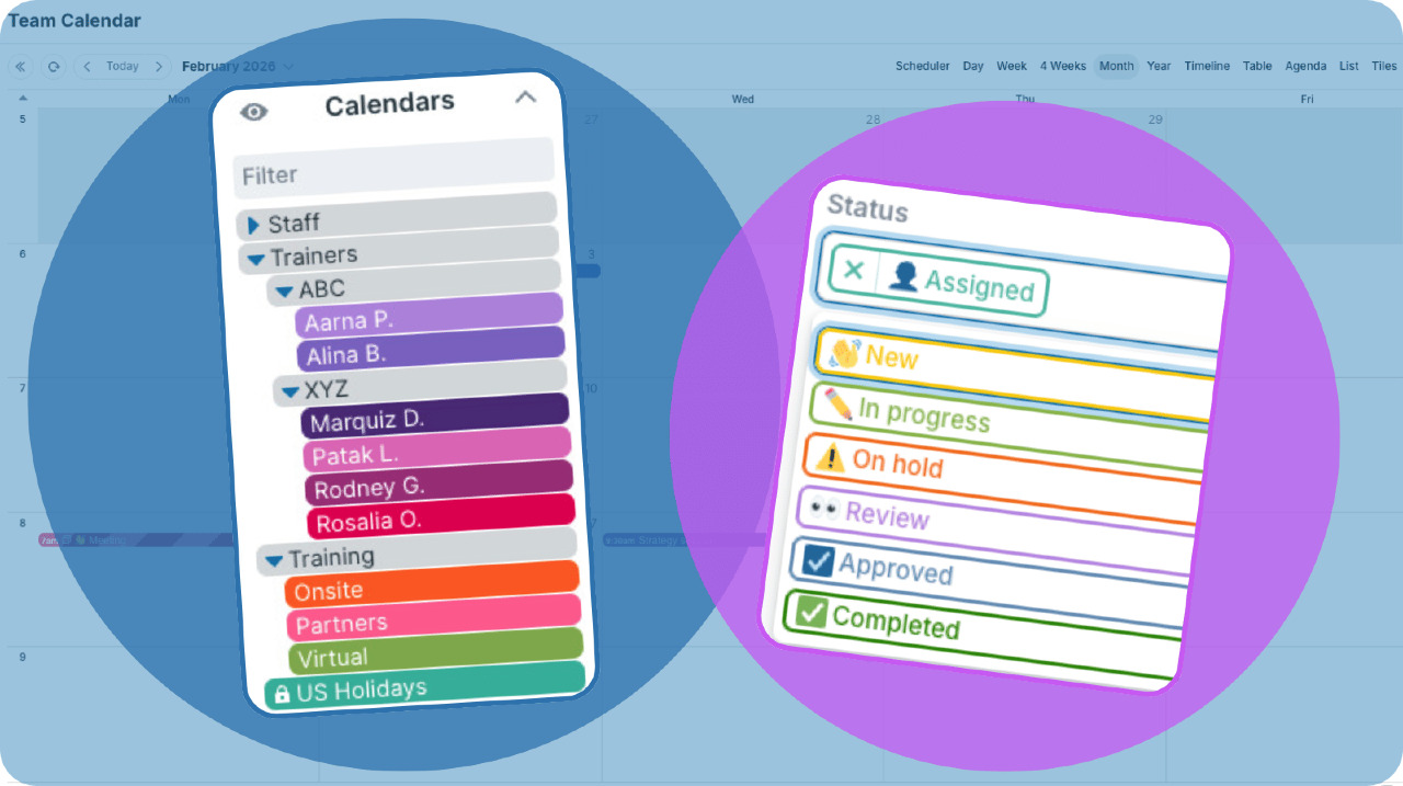 using sub-calendars vs. custom field in structuring calendar setup