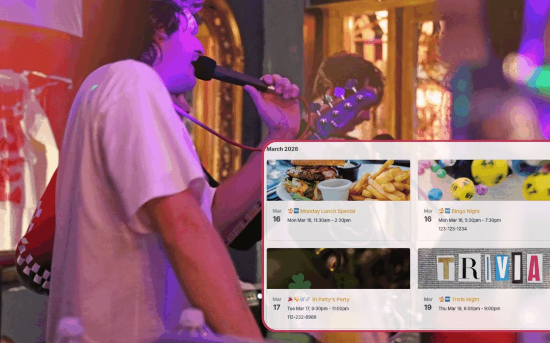 Share Restaurant and Bar Events on Your Website with a Live Calendar