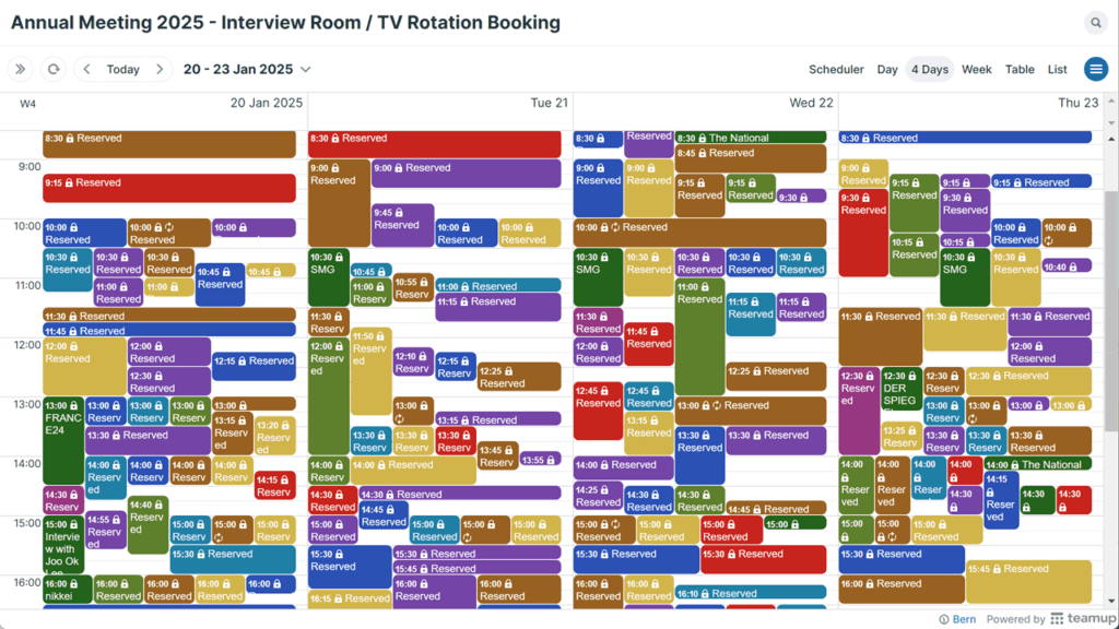 WEF AM25 booking calendar